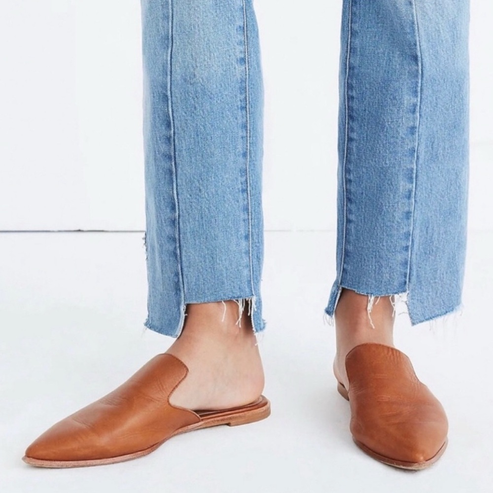 Madewell Cognac Leather Mules Slides - Picture 2 of 6